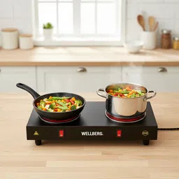 wellberg Fast Heating 2 Burner Electric Hot Plate 2000W - Portable Coil Stove for Kitchen Electric Cooking Heater-picture-14