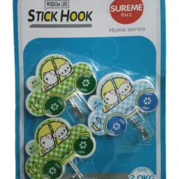 homiee Plastic Self Adhesive Wall Hooks - Fruit & Car Design (Pack of 2 (6 Hooks)) Hook 1 image 2
