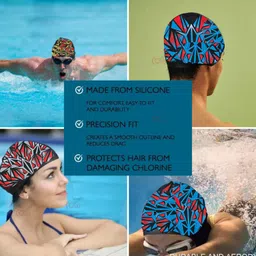 karbd Pattern Design Silicone Swim Cap Unisex Universal Size Swimming Pool Head Cap Swimming Cap image 5