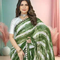jayu Digital Print, Embroidered, Printed, Self Design, Striped, Tie-Dye Bollywood Georgette Saree image 4