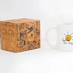 CLAY CRAFT White & Black Text or Slogans Printed Ceramic Glossy Mug 350 ml image 3