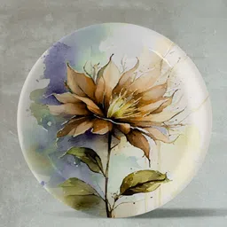nestroots White & Brown Floral Printed Ceramic Wall Plate image 1