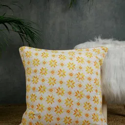 Jaipur Folk White & Yellow Set of 2 Floral Square Cushion Covers-picture-39