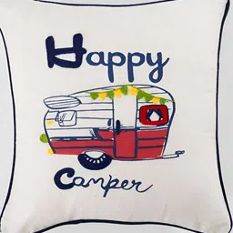 ratan cart TARAN LIVING Beige & Red 2 Pieces Quirky Printed Cotton Square Cushion Covers image 5