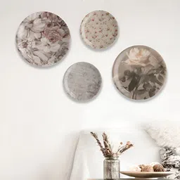 nestroots Grey 5 Pieces Printed Ceramic Wall Decor image 1