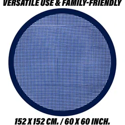 Kuber Industries Blue & White Geometric 1.52 m x 1.52 m Cotton Table Cover image 2