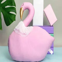 Pink Poly Cotton Swan Shaped Pillow-image-15