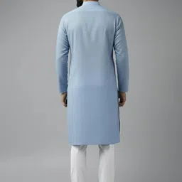 univibe Men Solid Pure Cotton Straight Kurta image 4