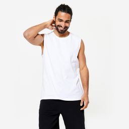 domyos Men's Stretchy Fitness Tank Top 500 - Ultra White-picture-1
