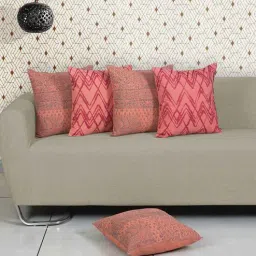 ode & cleo Peach Cotton Woven 18x18 inches Cushion Covers (Pack of 5)-picture-38