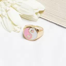 BEWITCHED Gold-Toned & White Enamelled Finger Ring-picture-10
