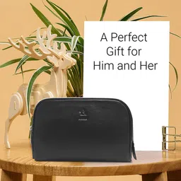Kara Black Solid Leather Toiletry Kit-picture-0