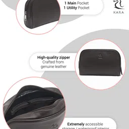 Kara Unisex Brown Leather Travel Toiletry Kit image 2