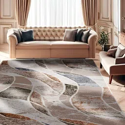 Sapana Carpet-Mats Beige & Blue Abstract Printed Anti Skid Contemporary Carpet-picture-29