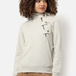 Campus Sutra Women Cream-Coloured Hooded Sweatshirt-picture-37