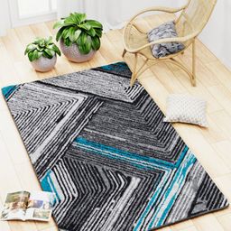 BIANCA Grey & Blue Geometric Printed Anti Skid Carpet-picture-19