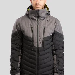 WEDZE By Decathlon Men Black  & Grey Colourblocked Hooded Puffer Jacket-image-66