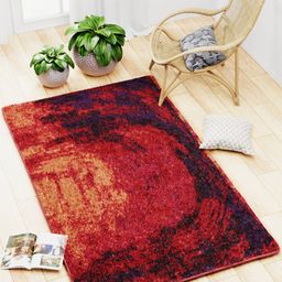BIANCA Red & Orange Abstract Printed Anti-Skid Rubber Backing Carpet-picture-13