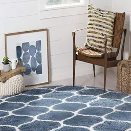 Shopgallery White & Blue Geometric Anti-Skid Carpet-image-22