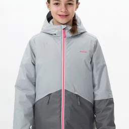 WEDZE By Decathlon Kids Grey & Charcoal Colourblocked Polyester Hooded Jacket-picture-23