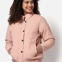 Campus Sutra Women Pink Windcheater Outdoor Padded Jacket-image-26