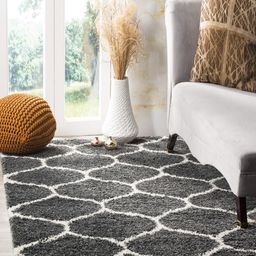 IMRA CARPET Grey & White Geometric Shaggy Carpet-picture-10