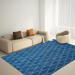 Welspun Blue Geometric Printed Anti-Skid Carpet-picture-36