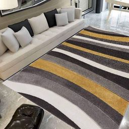 IMRA CARPET Grey & Black Striped Anti-Skid Woollen Carpet-picture-47