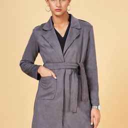 Annabelle by Pantaloons Notched Lapel Longline Trench Coat-picture-11