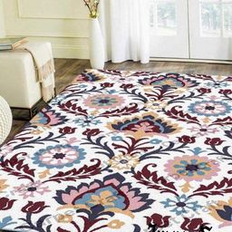 IMRA CARPET White Ethnic Motifs Woollen Shaggy Carpet-picture-27
