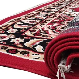 SANA CARPET Red & Beige Floral Printed Anti-Skid Carpet image 1