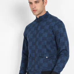 Campus Sutra Men Blue Camouflage Windcheater Outdoor Tailored Jacket-picture-21