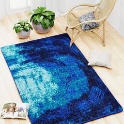 BIANCA Blue Printed Carpet With Non-Slip Rubber Backing-picture-27