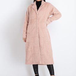 Status Quo Self Design Faux Fur Trim Longline Overcoat-picture-48