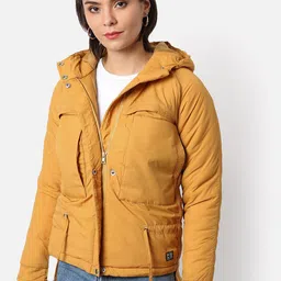 Campus Sutra Women Yellow Puffer Jacket-image-17