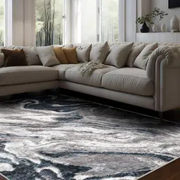 Sapana Carpet-Mats Grey & Blue Abstract Printed Anti Skid Contemporary Carpet-picture-33