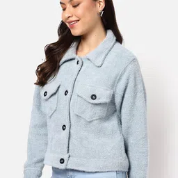 Campus Sutra Women Green Windcheater Crop  Bomber Jacket-picture-33