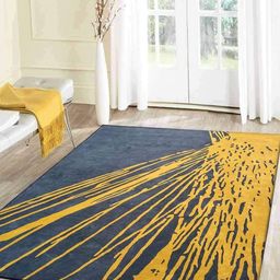IMRA CARPET Yellow Abstract Polyester Carpet-picture-19