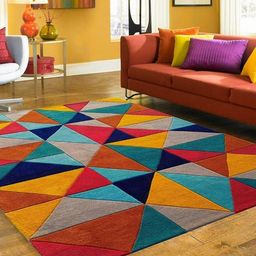 IMRA CARPET Red Geometric Woollen Shaggy Carpet-picture-7