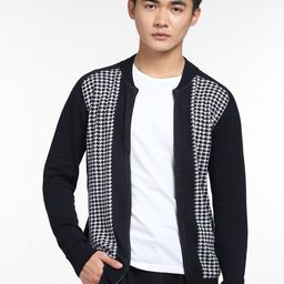 Jack & Jones Men Blue Checked Open Front Jacket-picture-2