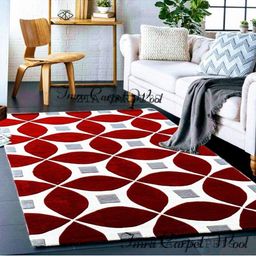 IMRA CARPET Maroon Geometric Shaggy Woollen Carpet-picture-22