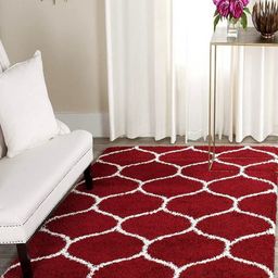 IMRA CARPET Red & White Geometric Shaggy Rectangle Carpet-picture-2