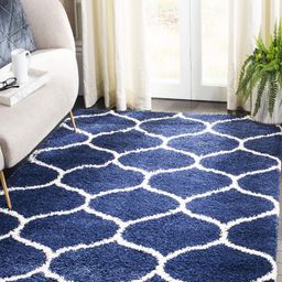 IMRA CARPET Navy Blue & White Geometric Printed Shaggy Carpet-picture-16