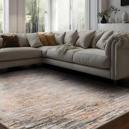 Sapana Carpet-Mats Beige & Blue Abstract Anti-Skid Carpet-picture-34