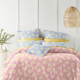 Banchmark Home Furnishings Pink & White Ethnic Motifs 200 TC King Bedsheet with 2 Pillow Covers-picture-29