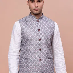SHOWOFF Printed Slim-Fit Nehru Jacket image 5