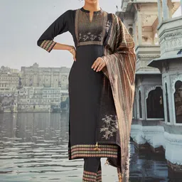 WOMEN PLUS Ethnic Motifs Printed Regular Kurta With Trousers & Dupatta-picture-30