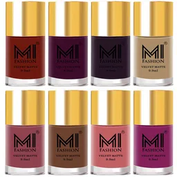 MI FASHION Set of 8 Velvet Matte Long Lasting Nail Polish - 9.9 ml Each-image-1