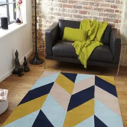 Safiya Carpet Blue Geometric Woollen Carpets-picture-33