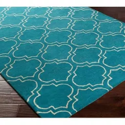 Safiya Carpet Teal Geometric Woollen Carpets-picture-23